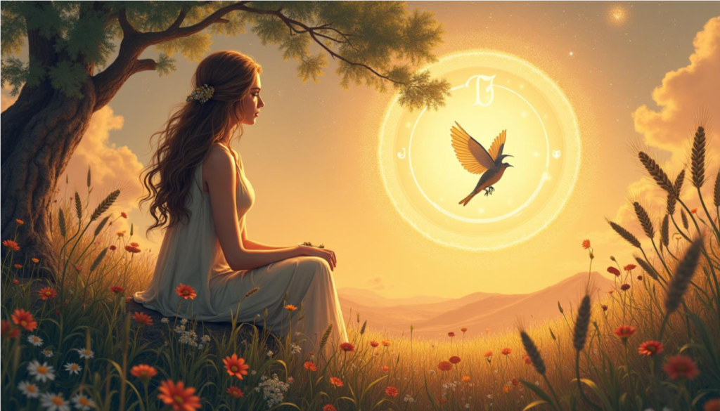 Ilustración astrológica de Virgo y la Casa 6 enfocada en la digestión y el bienestar holístico.